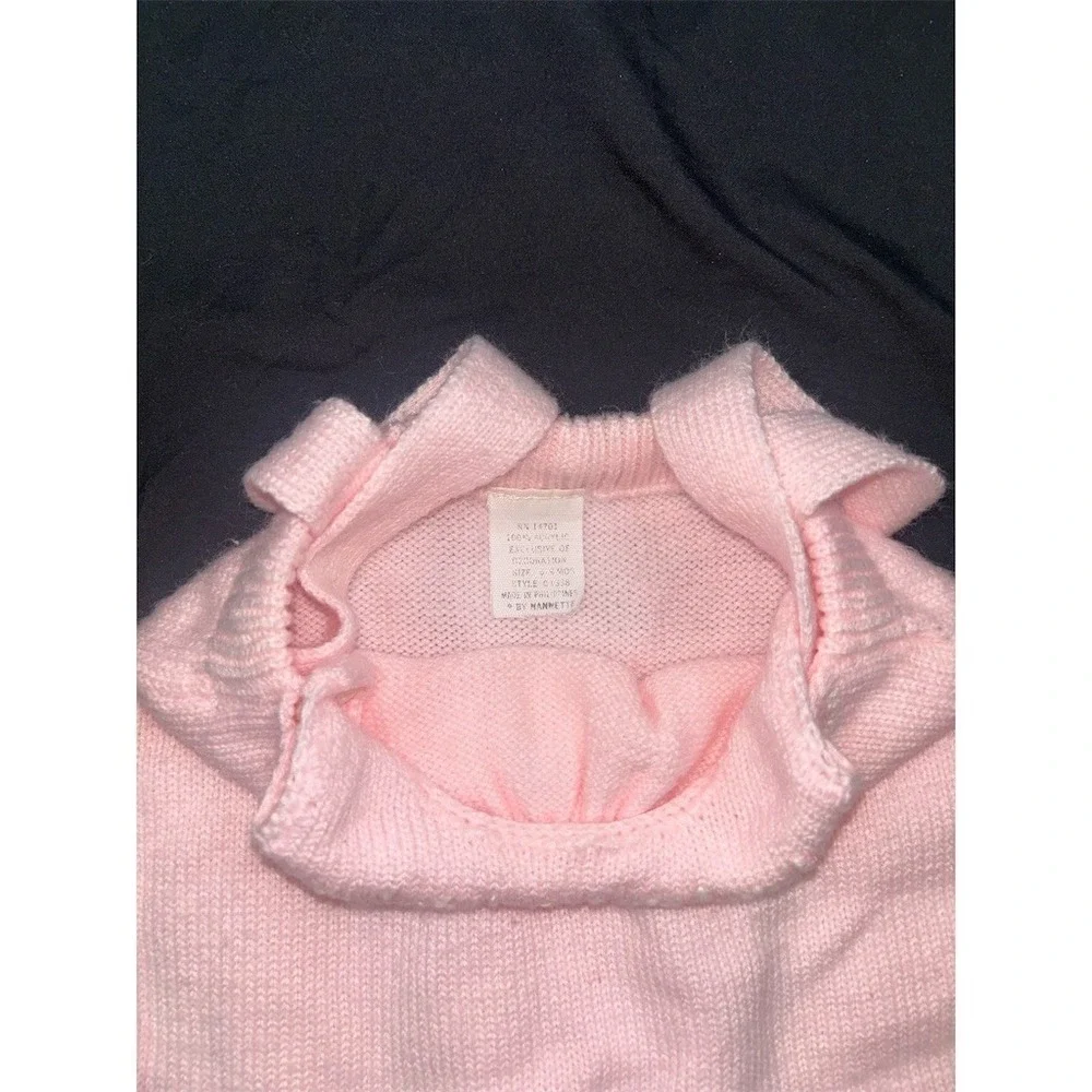 Manhattan Vintage Baby Girls Pink Knit Overalls Romper 6-9 Months grandmacore